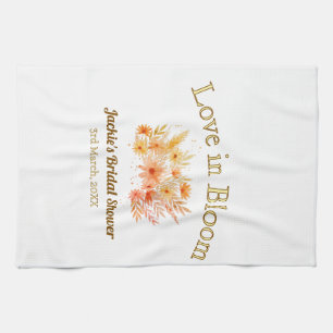 yellow boho love in Bloom bridal shower name retro Tea Towel