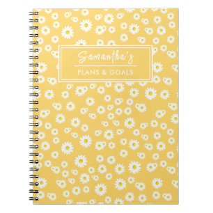 Yellow Boho Spring Daisies Pattern Notebook