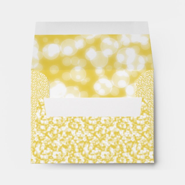 Yellow Bokeh Glitter Faux Foil Lights Wedding Envelopes (Back (Bottom))
