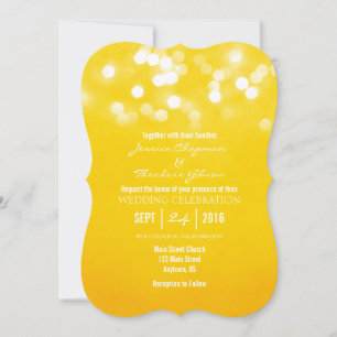 Yellow Bokeh Glitter Lights Wedding Invitation