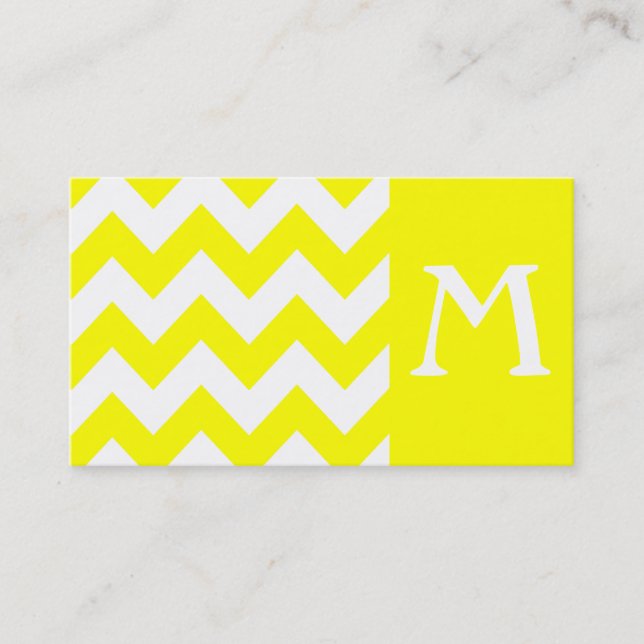 Yellow Bold Chevron Monogram Business Card (Front)