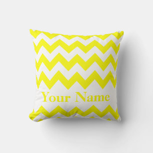 Yellow Bold Chevron with monogram Cushion