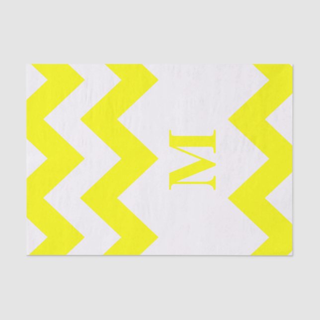 Yellow Bold Chevron with monogram Tissue Paper (Front)