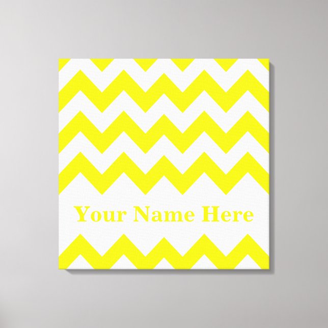 Yellow Bold Chevron with name at Emporio Moffa Canvas Print (Front)