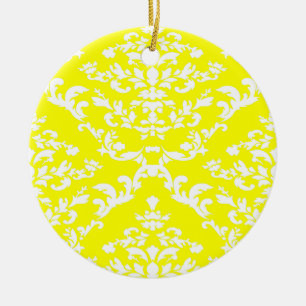 Yellow Bold Damask at Emporiomoffa Ceramic Tree Decoration