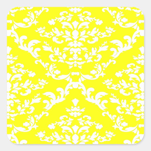Yellow Bold Damask at Emporiomoffa Square Sticker (Front)