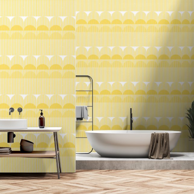 Yellow Bold Geometric Sun Wallpaper (Bathroom)
