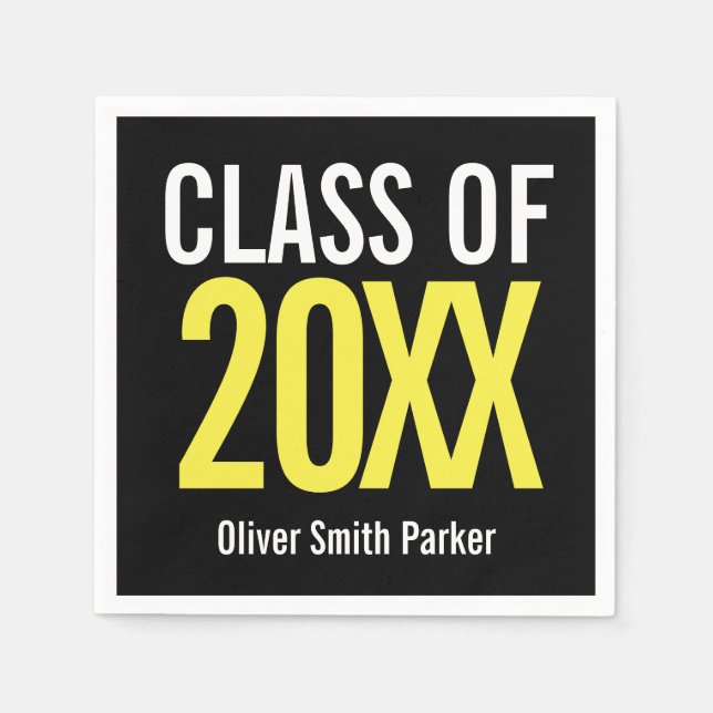 Yellow Bold  Modern Graduation ANY YEAR Napkin (Front)