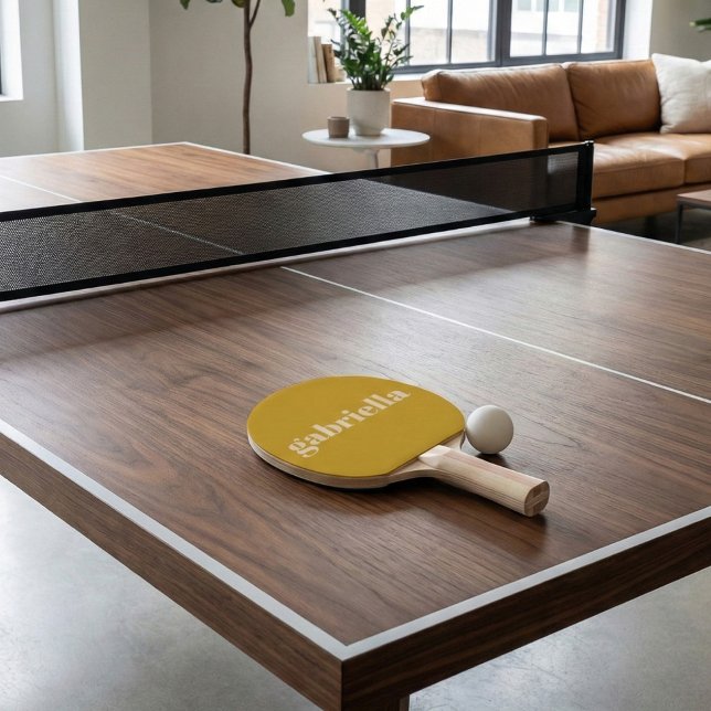 Yellow Bold Typography Personalised Name Ping Pong Paddle (Creator Uploaded)