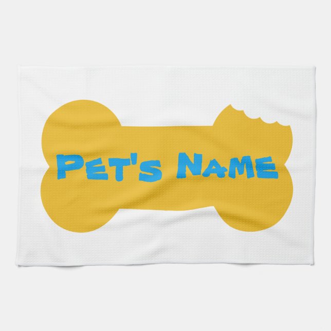Yellow Bone personalised Dog Kitchen Towel (Horizontal)