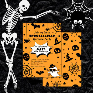 Yellow BOO Spooktacular Halloween Birthday Party  Invitation