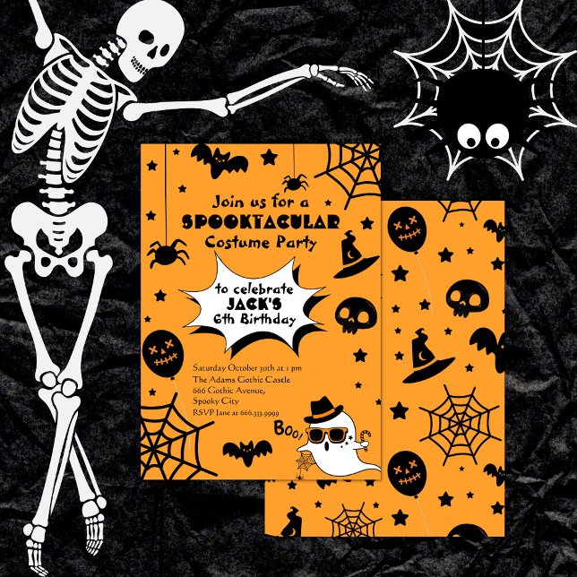 Yellow BOO Spooktacular Halloween Birthday Party  Invitation (Creator Uploaded)