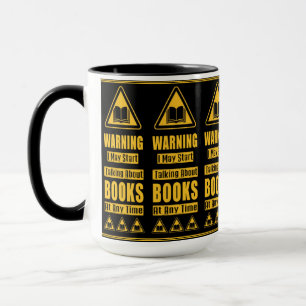 Yellow Book Lovers Warning Sign Mug