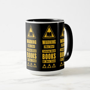 Yellow Book Lovers Warning Sign Mug