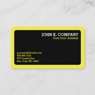 Yellow Border Black Modern Minimal Professional Business Card