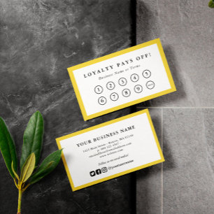 Yellow Border Social Media Loyalty Punch Card