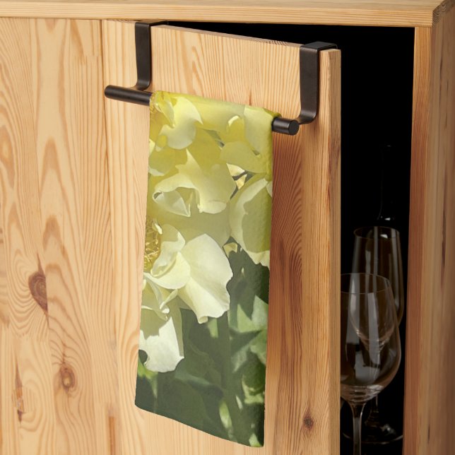 Yellow Botanical Flowers Tea Towel (Thirds Fold)