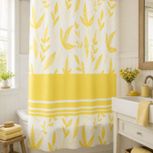 Yellow Botanical Shower Curtain