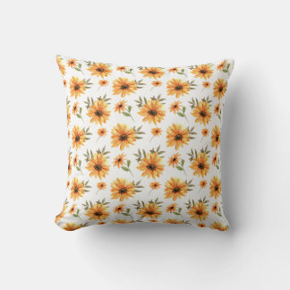 Yellow Botanical Sunflower Greenery Gift Decor Cushion