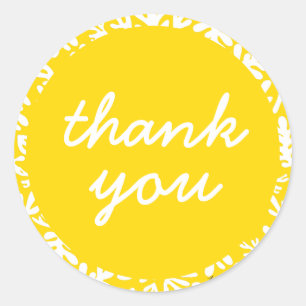 Yellow Botanical Thank You Classic Round Sticker