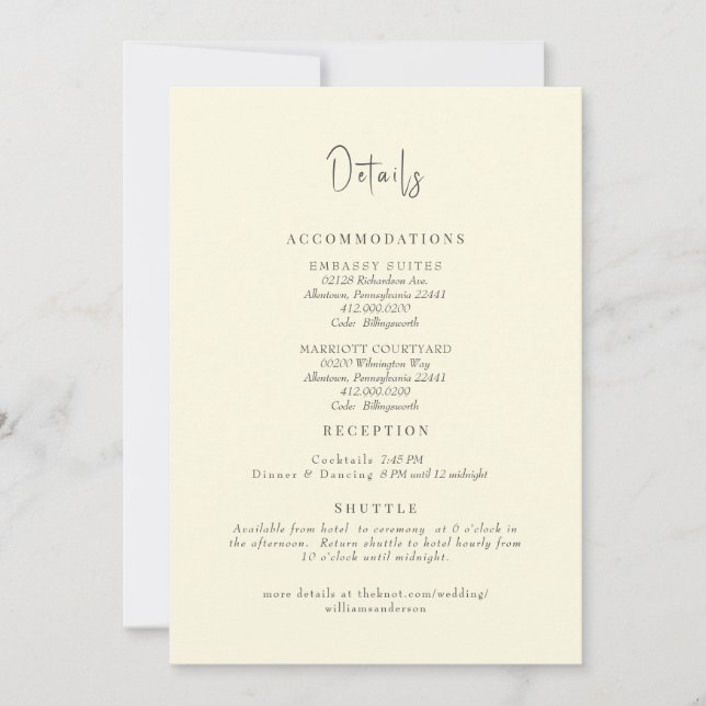 Yellow Botanical Wedding Details Enclosure Invitation (Front)