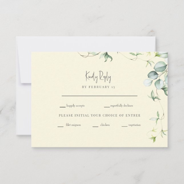Yellow Botanical Wedding RSVP Card (Front)