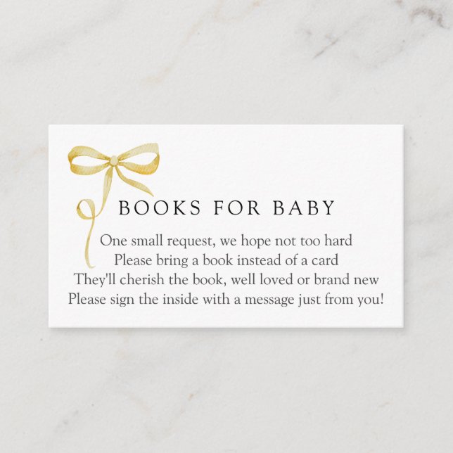 Yellow Bow Books for Baby Request Enclosure Card (Front)