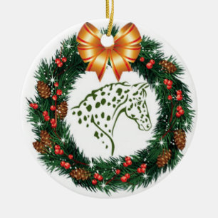 YELLOW BOW GREEN APPALOOSA CERAMIC TREE DECORATION
