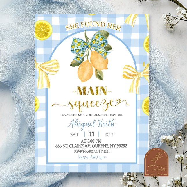 Yellow Bow Lemon Bridal Shower Invitation (Creator Uploaded)