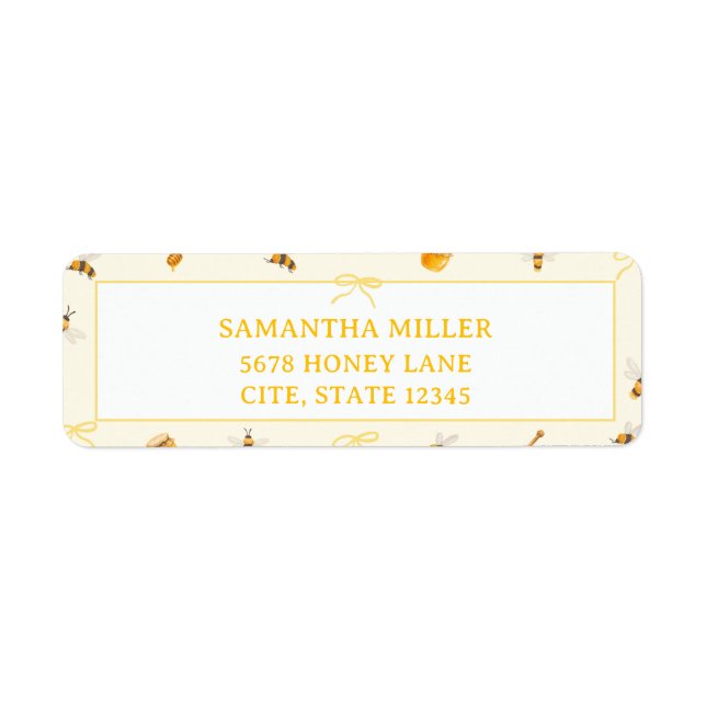 Yellow Bow Whimsical Honey Bee Return Address (Front)