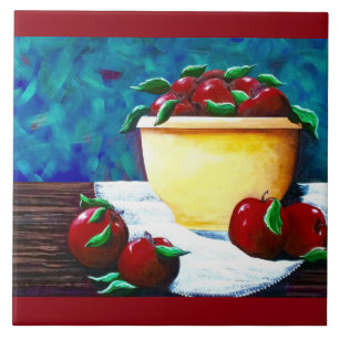 Yellow Bowl with Apples Tile