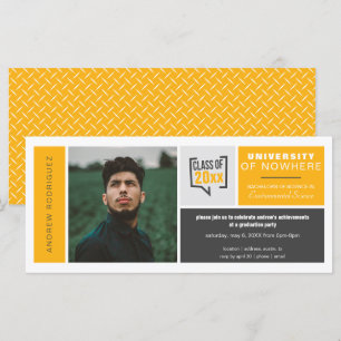 Yellow Boxes & Photo Wide Graduation Invitation