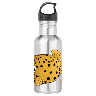Yellow boxfish cartoon illustration  532 ml water bottle