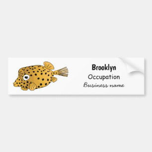 Yellow boxfish cartoon illustration bumper sticker