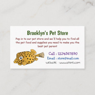 Yellow boxfish cartoon illustration business card