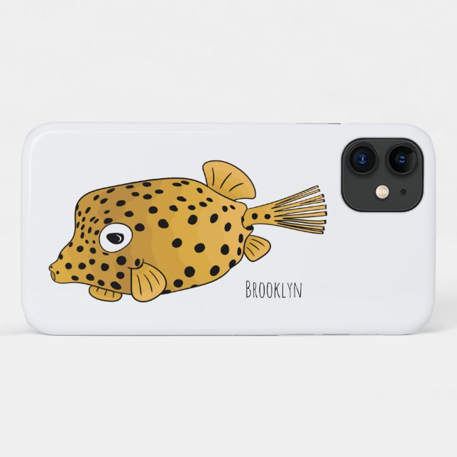 Yellow boxfish cartoon illustration Case-Mate iPhone case (Back (Horizontal))