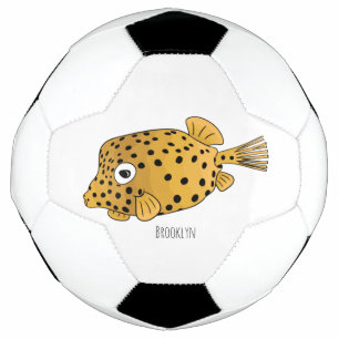 Yellow boxfish cartoon illustration football