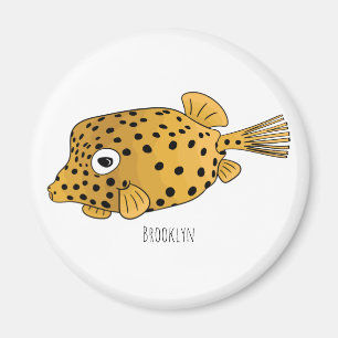 Yellow boxfish cartoon illustration magnet