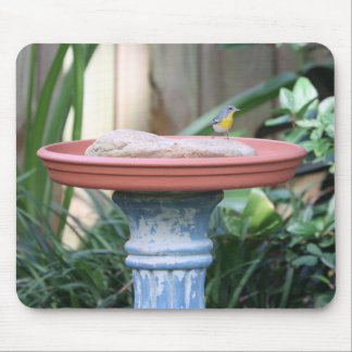 Yellow-Breasted Finch at Birdbath Mouse Mat
