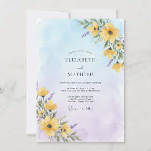 Yellow Breezy Wildflower Wedding Invitation