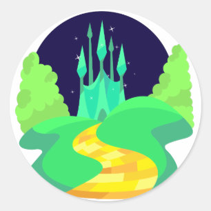 yellow brick road classic round sticker