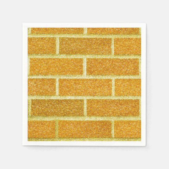 Yellow Brick Road Glittery Birthday Party Napkin (Front)
