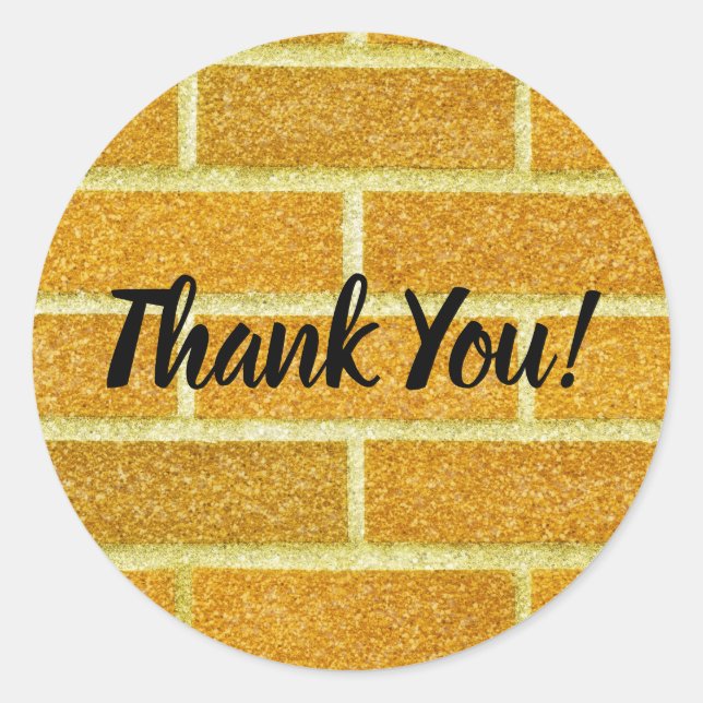 Yellow Brick Road Glittery OZ Birthday Party Classic Round Sticker (Front)