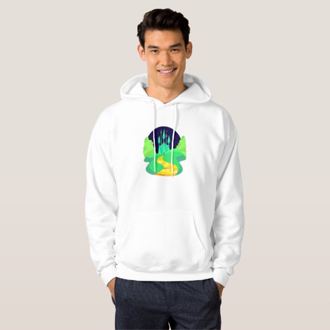 yellow brick road mens hooded hoodie sweatshirt (Front Full)