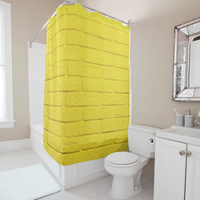 yellow brick wall shower curtain (In Situ)