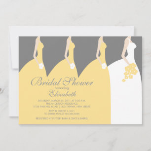 Yellow Bride Bridesmaids Bridal Shower Invitation