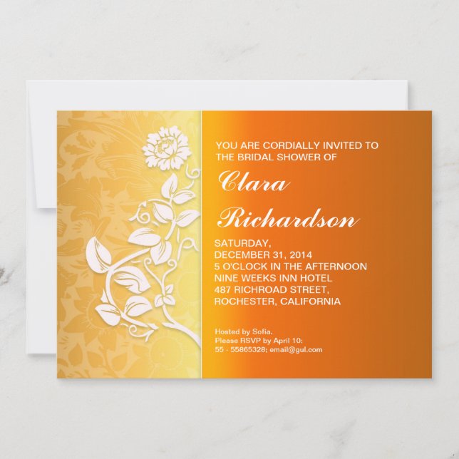 yellow bright bridal shower invitations (Front)