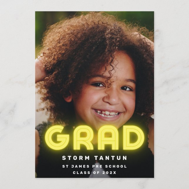 YELLOW BRIGHT LIGHTS Photo GRAD School Announcement (Front)