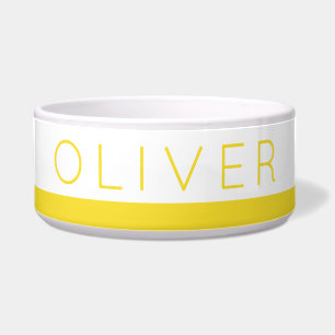 Yellow Bright Stripe Personalised Dog Food + Water