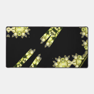 Yellow broken heart in black from silver desk mat